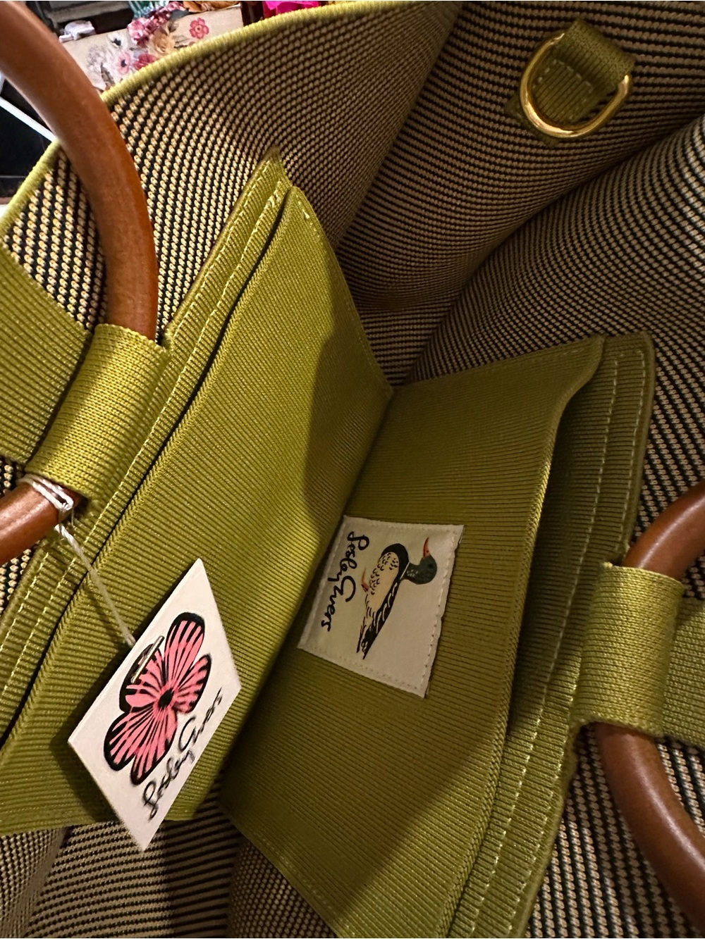 LESLEY EVERS “Evie” 🦆 Iconic Handbag Purse Mallard Duck Print Wooden Handles 🦆🦆 - Picture 2 of 6
